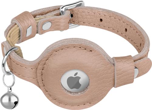 Show full view: OOPSDOGGY Indoor & Outdoor Non Breakaway AirTag Holder Cat Collar with Bell, Beige, 8 to 11-in neck, 1/2-in wide slide 9 of 9