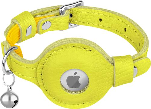 Show full view: OOPSDOGGY Indoor & Outdoor Non Breakaway AirTag Holder Cat Collar with Bell, Yellow, 8 to 11-in neck, 1/2-in wide slide 9 of 9