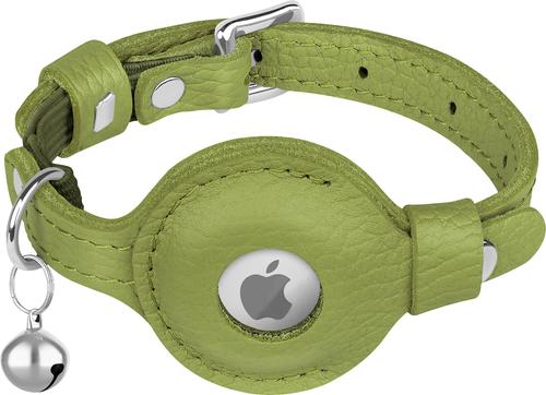 Show full view: OOPSDOGGY Indoor & Outdoor Non Breakaway AirTag Holder Cat Collar with Bell, Olive Green, 8 to 11-in neck, 1/2-in wide slide 9 of 9