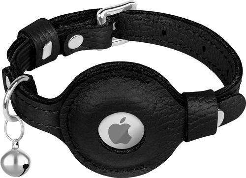 Show full view: OOPSDOGGY Indoor & Outdoor Non Breakaway AirTag Holder Cat Collar with Bell, Black, 8 to 11-in neck, 1/2-in wide slide 9 of 9