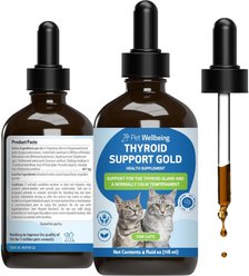 Pet Wellbeing Thyroid Support Gold Bacon Flavored Liquid Supplement for Cats, 2-oz bottle