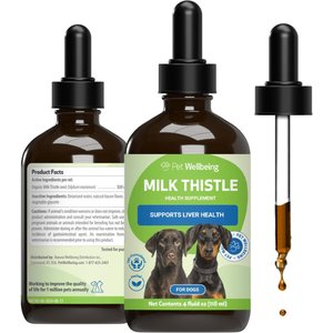 Pet Wellbeing Milk Thistle Bacon Flavored Liquid Liver Supplement for Dogs, 4-oz bottle