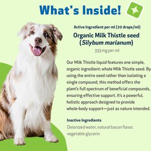 Pet Wellbeing Milk Thistle Bacon Flavored Liquid Liver Supplement for Dogs, 4-oz bottle