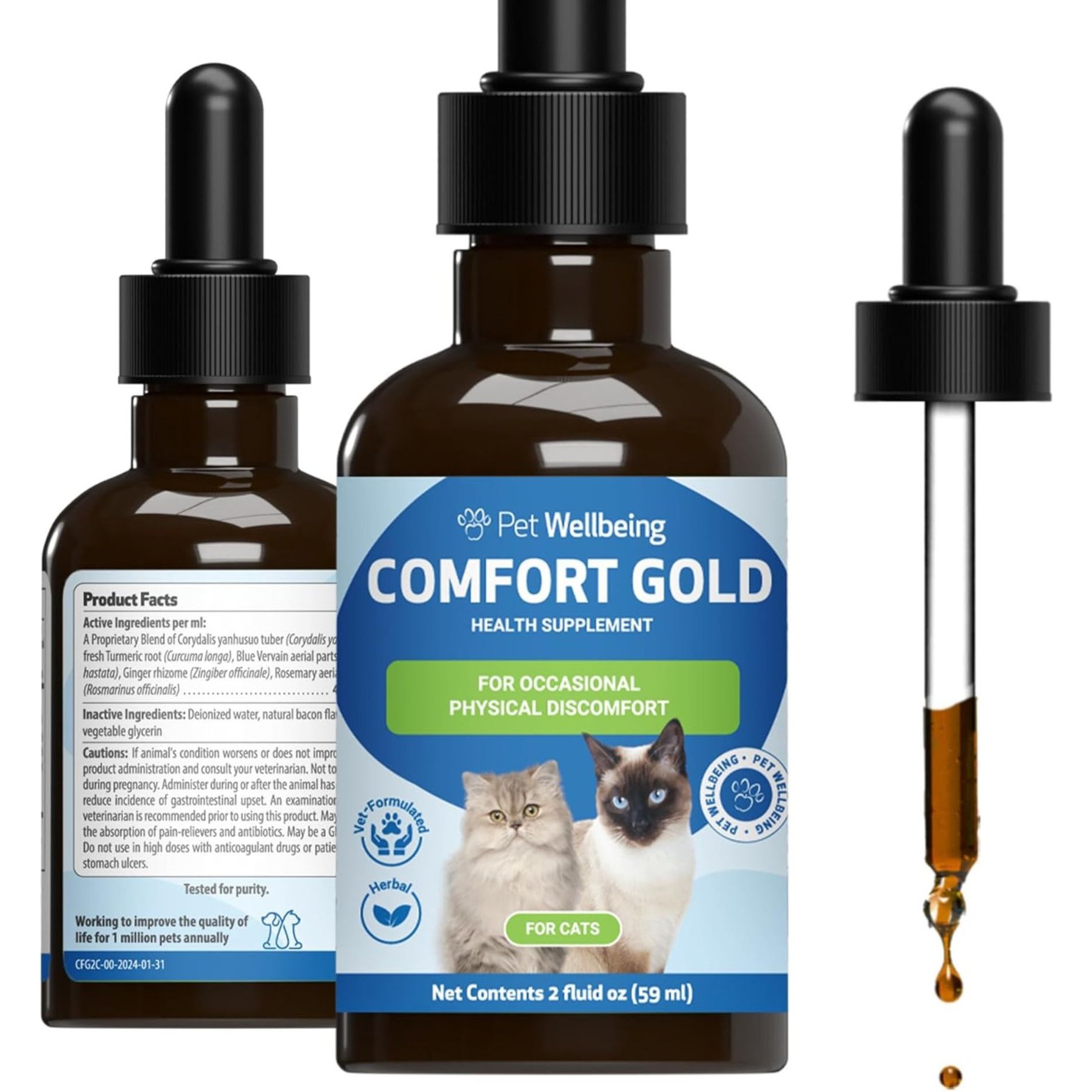 Pet Wellbeing Comfort GOLD for Occasional Discomfort for Cats, 2-oz bottle