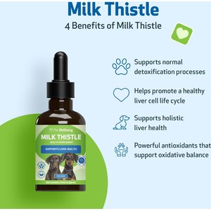 Pet Wellbeing Milk Thistle Bacon Flavored Liquid Liver Supplement for Dogs, 2-oz bottle