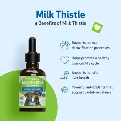 Show full view: Pet Wellbeing Milk Thistle Bacon Flavored Liquid Liver Supplement for Dogs, 2-oz bottle slide 5 of 11