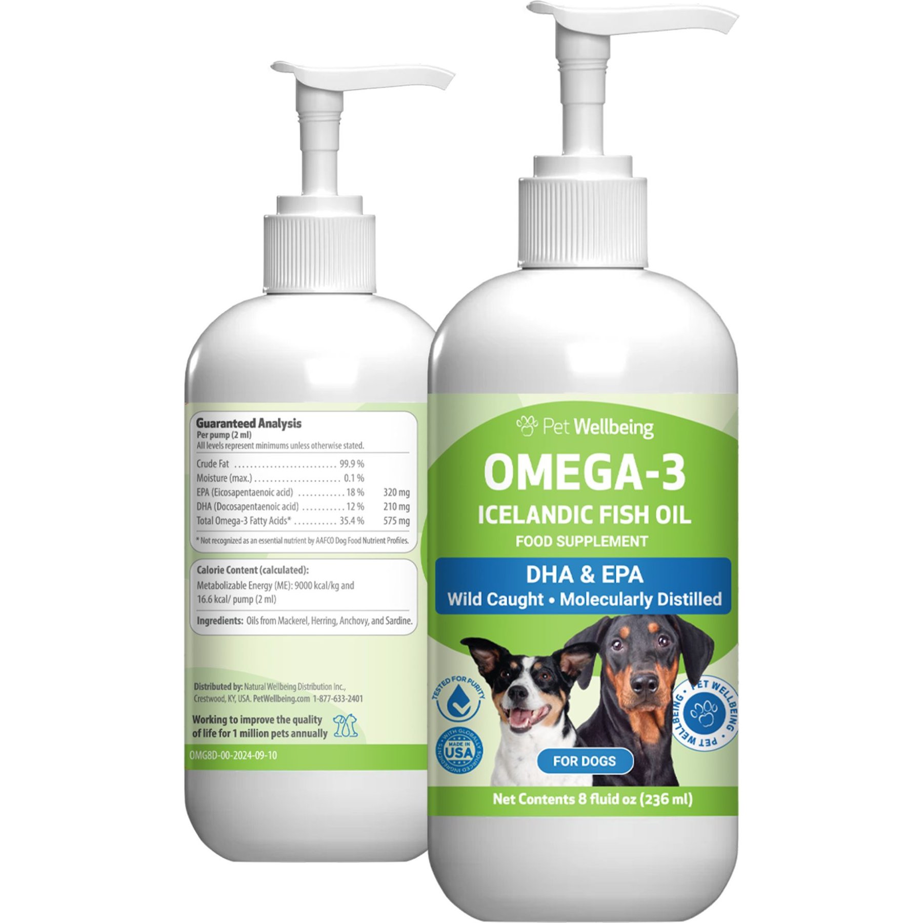 Pet Wellbeing Omega 3 Daily Wellness Liquid Skin & Coat Supplement for Dogs, 8-oz bottle