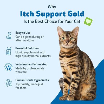 Show full view: Pet Wellbeing Itch Support GOLD Liquid Allergy Supplement for Cats, 2-oz bottle slide 6 of 11