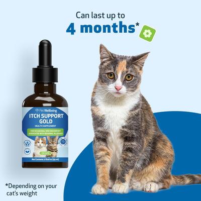 Show full view: Pet Wellbeing Itch Support GOLD Liquid Allergy Supplement for Cats, 2-oz bottle slide 9 of 11