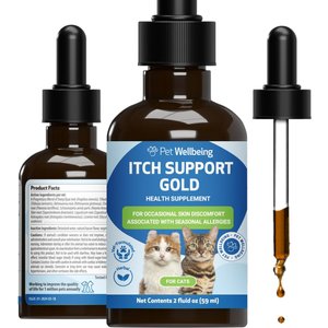 Pet Wellbeing Itch Support GOLD Liquid Allergy Supplement for Cats, 2-oz bottle