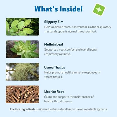 Show full view: Pet Wellbeing Throat Gold Bacon Flavored Liquid Respiratory Supplement for Cats, 2-oz bottle, Blue slide 8 of 11