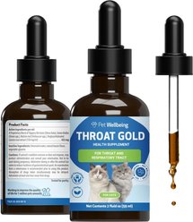 Pet Wellbeing Throat Gold Bacon Flavored Liquid Respiratory Supplement for Cats, 2-oz bottle, Blue