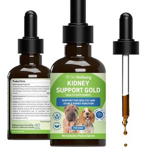 Pet Wellbeing Kidney Support GOLD Bacon Flavored Liquid Kidney Supplement for Dogs, 2-oz bottle