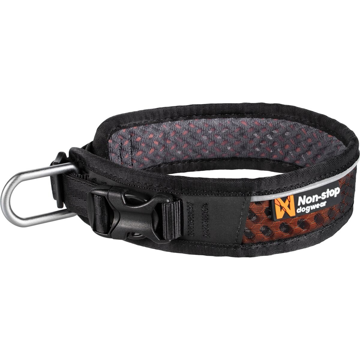 Non-stop Dogwear Rock Adjustable Dog Collar, Black/Orange, Medium: 15 to 17.7-in neck, 1.5-in wide