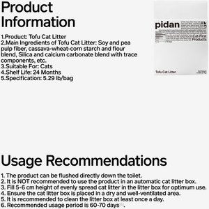 Pidan Organic Tofu Cat Litter, 5.29-lb bag, 4 count