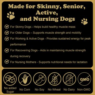Show full view: Petterm Muscle Gain Salmon Flavored Powder High Calorie Soft Chew Supplement for Dogs, 100 count slide 4 of 9