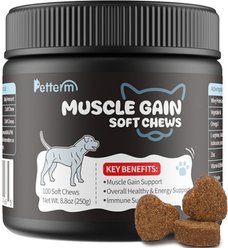 Petterm Muscle Gain Salmon Flavored Powder High Calorie Soft Chew Supplement for Dogs, 100 count