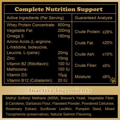 Show full view: Petterm Muscle Gain Salmon Flavored Powder High Calorie Soft Chew Supplement for Dogs, 100 count slide 3 of 9