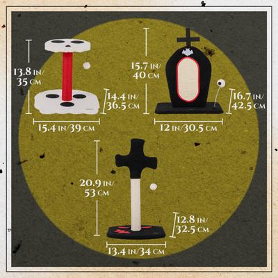 Show full view: Happy & Polly Durable 3-Piece Gothic Sisal Cat Scratcher Set Toy Collection slide 9 of 9