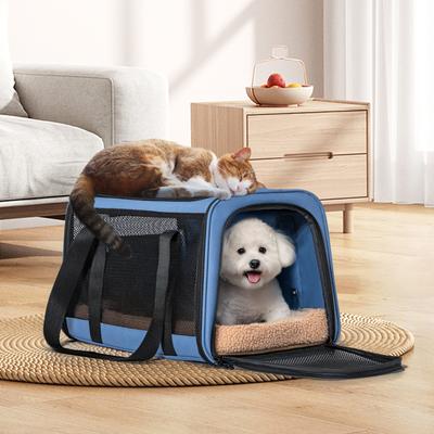 Show full view: Petsfit Airline Approved Dog & Cat Carrier Bag with Patent Safe Buckles, Blue, Large: 19 x 12 x 12-in slide 9 of 9