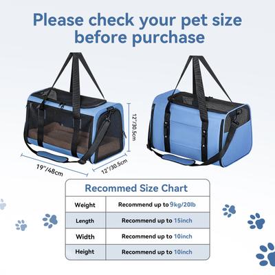 Show full view: Petsfit Airline Approved Dog & Cat Carrier Bag with Patent Safe Buckles, Blue, Large: 19 x 12 x 12-in slide 4 of 9