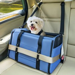 Petsfit Airline Approved Dog & Cat Carrier Bag with Patent Safe Buckles, Blue, Large: 19 x 12 x 12-in