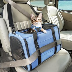 Petsfit Airline Approved Dog & Cat Carrier Bag with Patent Safe Buckles, Blue, Medium: 18 x 11 x 11-in
