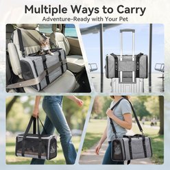 Petsfit Airline Approved Dog & Cat Carrier Bag with Patent Safe Buckles, Grey, Medium: 18 x 11 x 11-in slide 2 of 9
