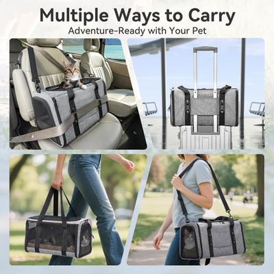 Show full view: Petsfit Airline Approved Dog & Cat Carrier Bag with Patent Safe Buckles, Grey, Medium: 18 x 11 x 11-in slide 9 of 9