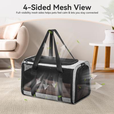 Show full view: Petsfit Airline Approved Dog & Cat Carrier Bag with Patent Safe Buckles, Grey, Medium: 18 x 11 x 11-in slide 7 of 9