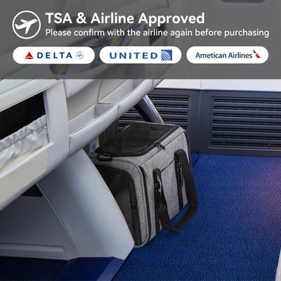 Show full view: Petsfit Airline Approved Dog & Cat Carrier Bag with Patent Safe Buckles, Grey, Medium: 18 x 11 x 11-in slide 8 of 9