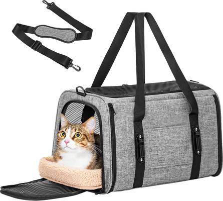 Show full view: Petsfit Airline Approved Dog & Cat Carrier Bag with Patent Safe Buckles, Grey, Medium: 18 x 11 x 11-in slide 2 of 9