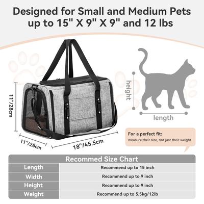 Show full view: Petsfit Airline Approved Dog & Cat Carrier Bag with Patent Safe Buckles, Grey, Medium: 18 x 11 x 11-in slide 3 of 9