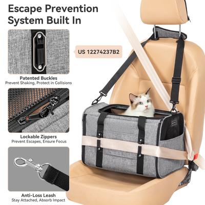 Show full view: Petsfit Airline Approved Dog & Cat Carrier Bag with Patent Safe Buckles, Grey, Medium: 18 x 11 x 11-in slide 4 of 9