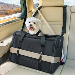 Petsfit Airline Approved Dog & Cat Carrier Bag with Patent Safe Buckles, Black, Large: 19 x 12 x 12-in