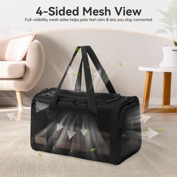 Petsfit Airline Approved Dog & Cat Carrier Bag with Patent Safe Buckles, Black, Medium: 18 x 11 x 11-in slide 2 of 9