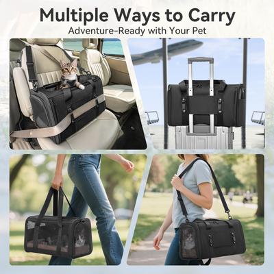 Show full view: Petsfit Airline Approved Dog & Cat Carrier Bag with Patent Safe Buckles, Black, Medium: 18 x 11 x 11-in slide 10 of 10