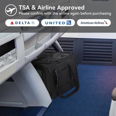 Show full view: Petsfit Airline Approved Dog & Cat Carrier Bag with Patent Safe Buckles, Black, Medium: 18 x 11 x 11-in slide 9 of 10