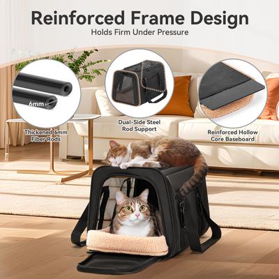Show full view: Petsfit Airline Approved Dog & Cat Carrier Bag with Patent Safe Buckles, Black, Medium: 18 x 11 x 11-in slide 6 of 10