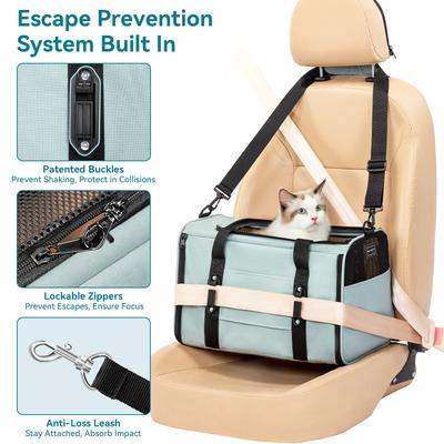 Show full view: Petsfit Airline Approved Dog & Cat Carrier Bag with Patent Safe Buckles, Cyan Blue, Medium: 18 x 11 x 11-in slide 4 of 8