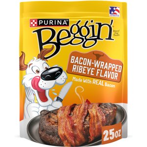 Beggin' Bacon Wrapped Ribeye Jerky Dog Treats, 25-oz pouch