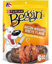 Beggin' Bacon Wrapped Ribeye Jerky Dog Treats, 6-oz pouch