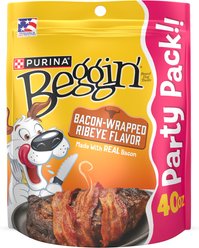 Beggin' Bacon Wrapped Ribeye Jerky Dog Treats, 40-oz pouch