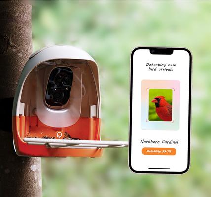 Show full view: PeckPerk Mini Smart Wild Bird Feeder, Orange slide 5 of 6