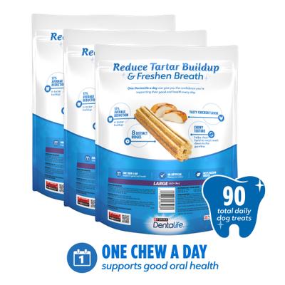 Show full view: DentaLife Daily Oral Care Chicken Flavor Large Adult Dental Dog Treats, 90 count pouch slide 3 of 10
