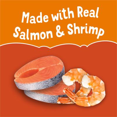 Show full view: Friskies Complement Variety Pack Lil' Soups with Salmon & Chicken & Shrimp Grain-Free Wet Cat Food Topper, 1.2-oz tray, case of 8 slide 4 of 9