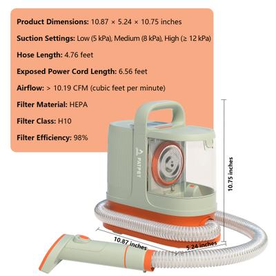 Show full view: PATPET 6-in-1 Tools Dog & Cat Grooming Pet Hair Vacuum Kit, 1.3-L slide 8 of 9