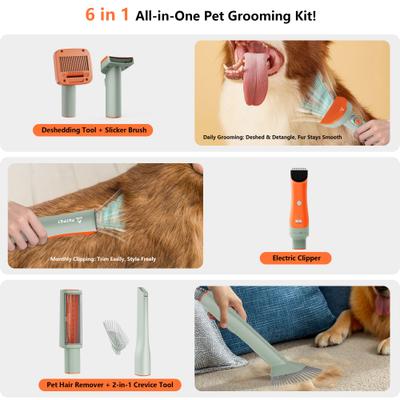 Show full view: PATPET 6-in-1 Tools Dog & Cat Grooming Pet Hair Vacuum Kit, 1.3-L slide 2 of 9