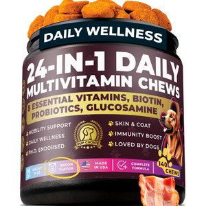 Pup Choice with Probiotics & Glucosamine, Bacon Flavor Soft & Chewy Multivitamin for Dogs, 140 Count