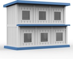 Yafylly Double-Decker 6 Room Outdoor Cat House, Gray & Blue